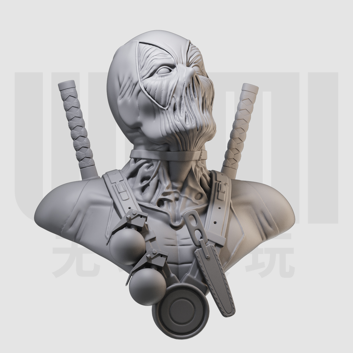 1/10 丧尸死侍 X战警 漫威 美漫 16比例GK树脂白模手办模型 1255