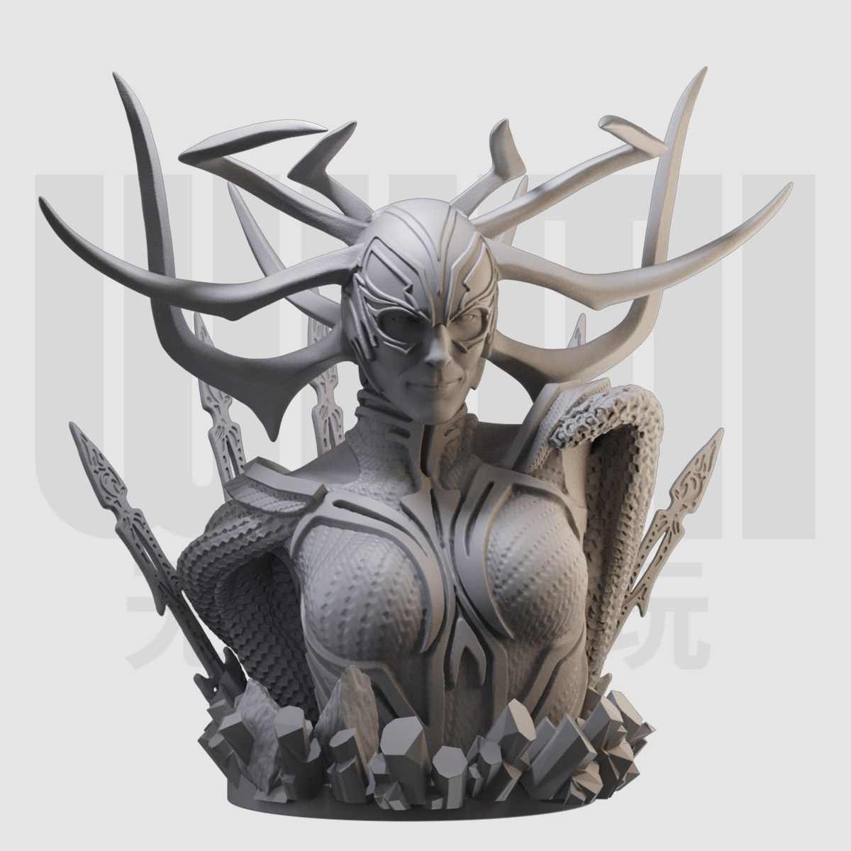 海拉胸像 漫威雷神诸神黄昏 1/16树脂白模 10比例gk手办模型 226