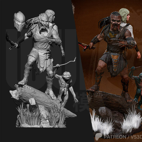 铁血战士 德克与希娅 1/24GK白模手办 18比例树脂3D打印模型 6607