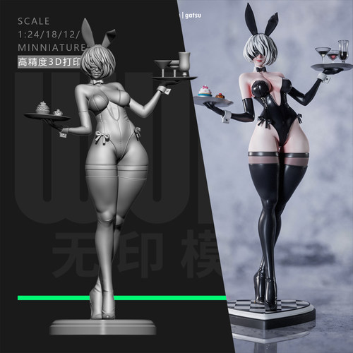 尼尔机械纪元 2B兔女郎版 1/24手办GK白模12比例3D打印模型 G2-4