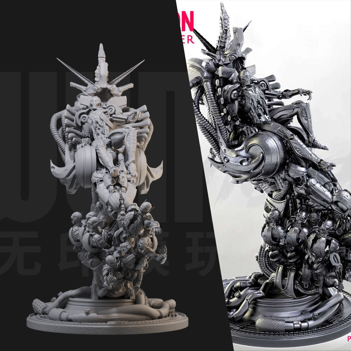 奥创雕像 复仇者联盟 1/24白模GK手办 35比例兵人3D打印模型 223