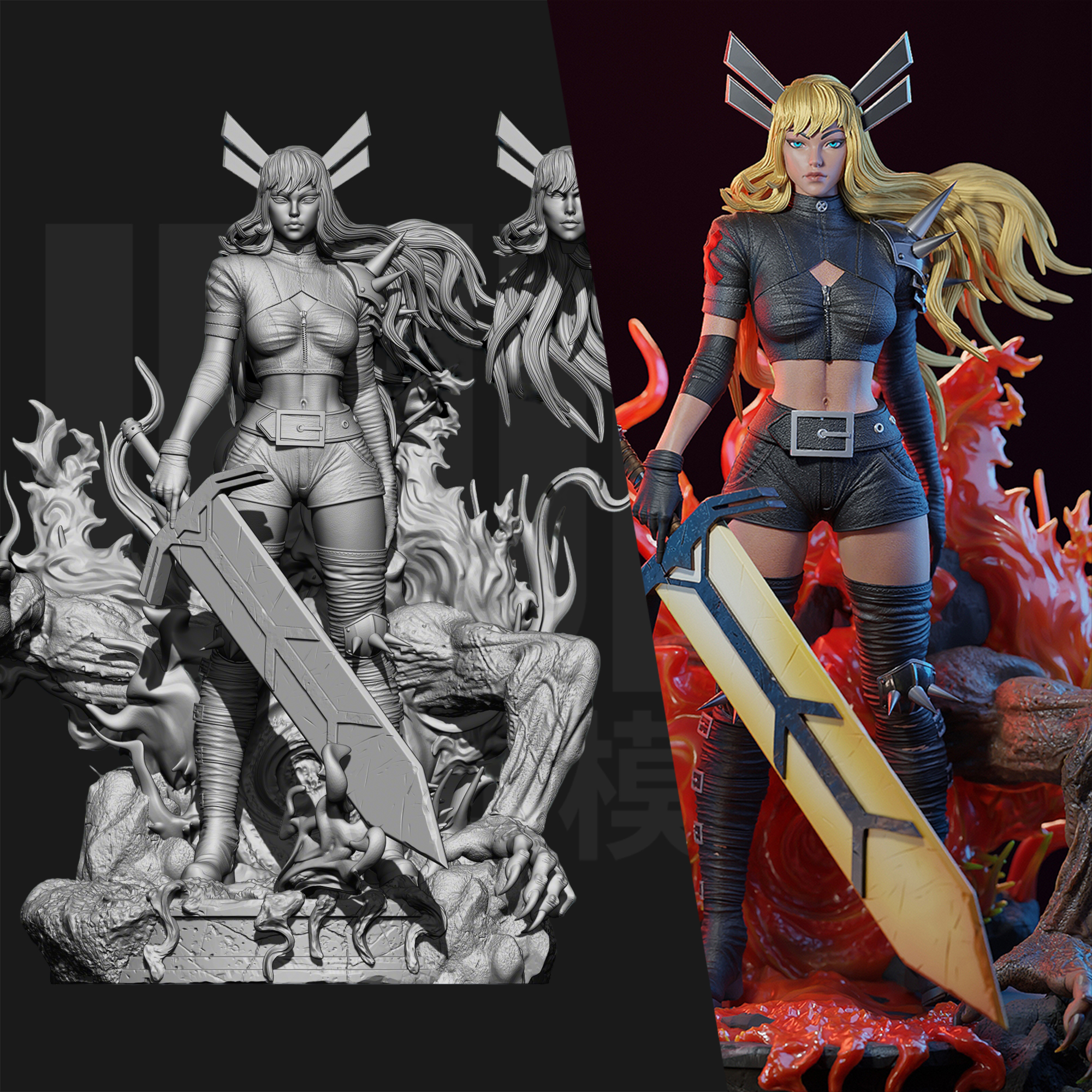 漫威X战警 女巫剑客 秘客 1/24手办GK白模18比例3D打印模型 6228