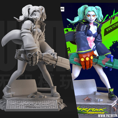 赛博朋克边缘行者瑞贝卡1/24白模GK手办35比例兵人3D打印模型 811