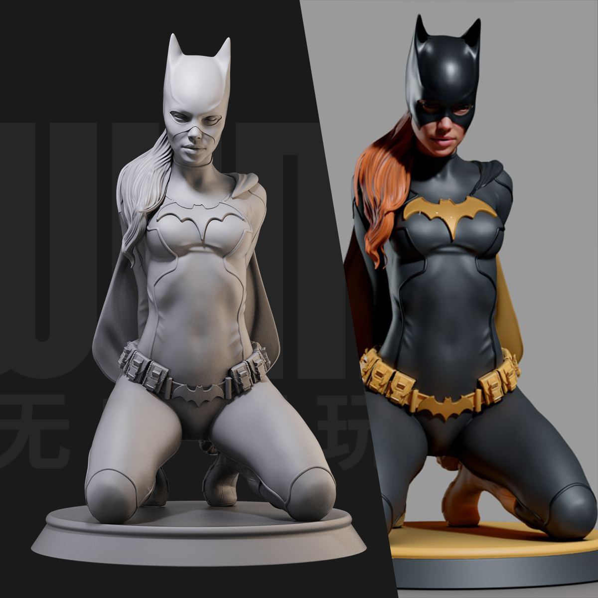 1/24 蝙蝠女 DC 蝙蝠家族 18比例GK白模手办3D打印兵人模型 5572