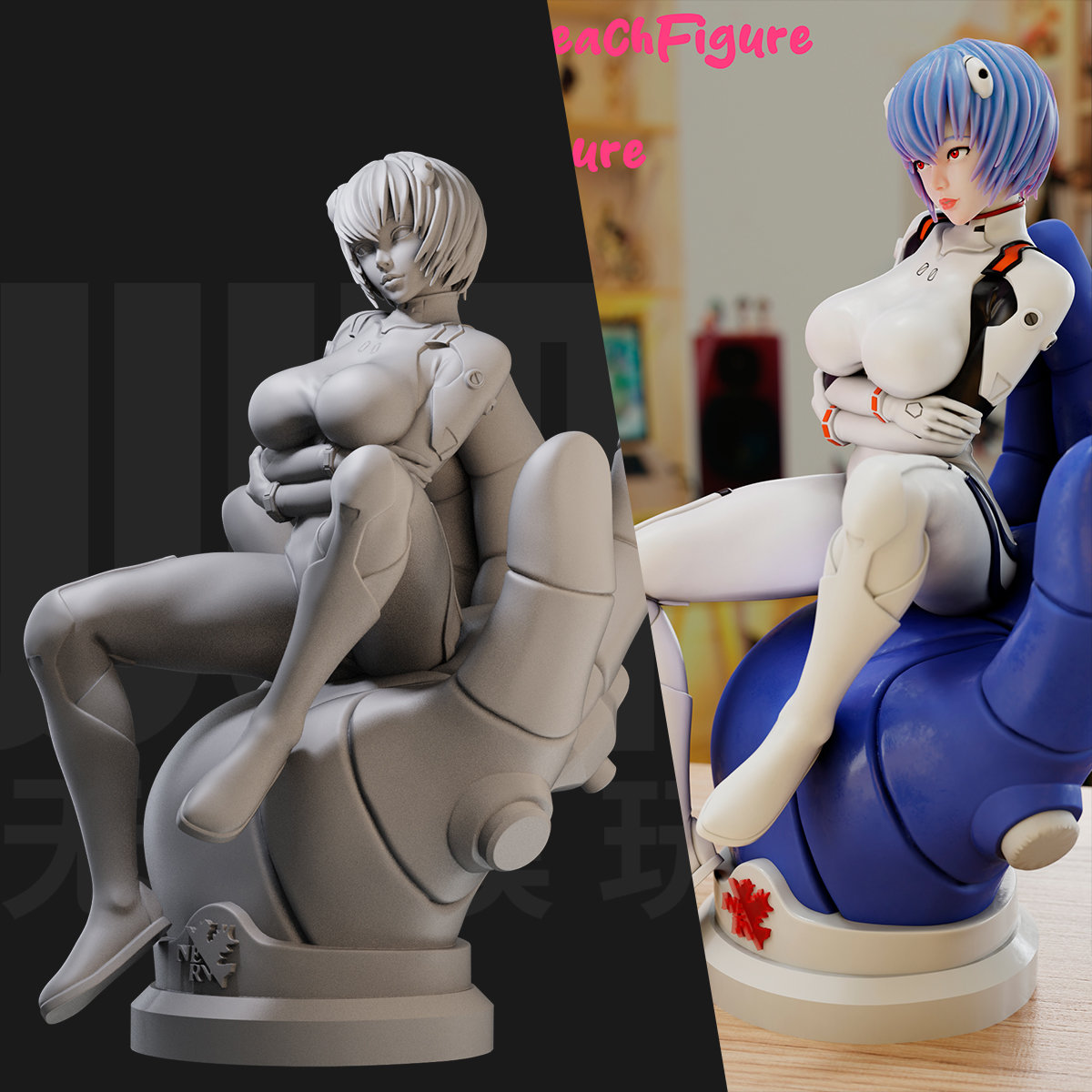 1/24 绫波丽 EVA 日漫 18比例GK白模手办3D打印兵人模型 4023