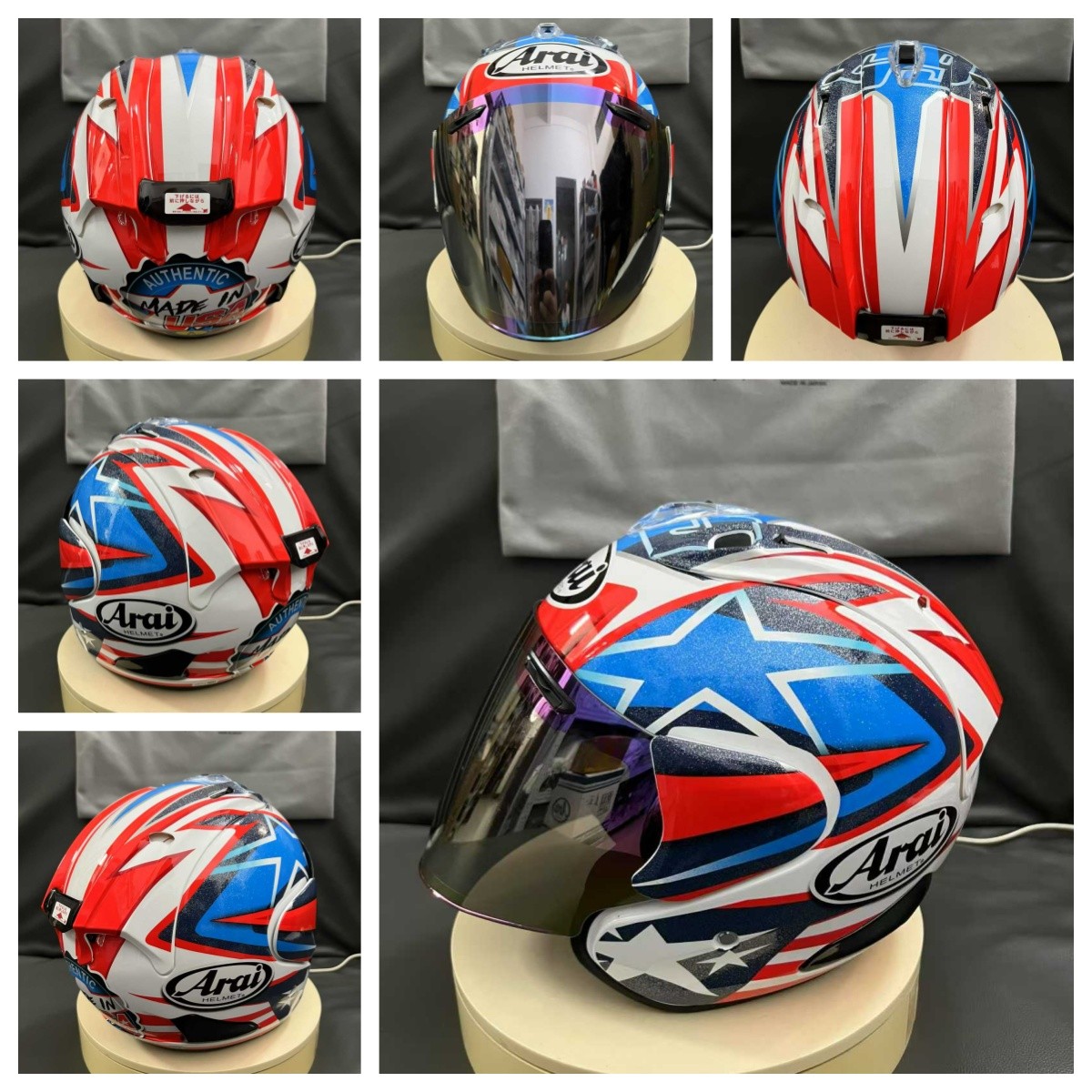 Arai VZ ram摩托车头盔亮黑亮白数字7四分之三半盔3/4单镜片半盔