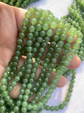 天然和田玉碧玉卡6无黑点108颗项链DIY饰品毛衣链项链挂吊坠手链