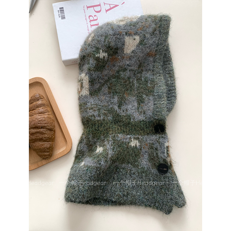 韩国巴拉克拉法帽子女冬季保暖帽子围巾一体包头护耳毛线帽针织帽