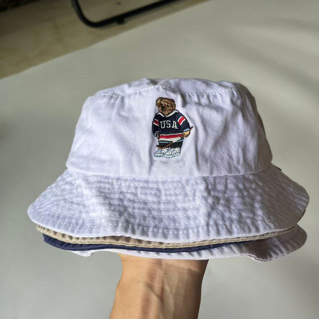 破锣男女同款大帽檐小熊渔夫帽熊仔BEAR帽子太阳帽遮阳帽圆顶帽