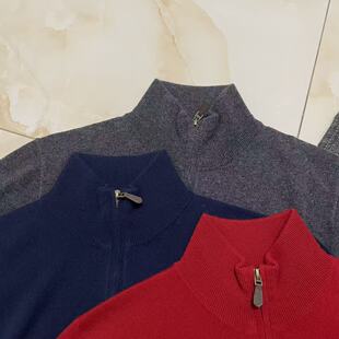 破锣男装半拉链羊毛山羊绒毛衣针织衫毛衫薄款
