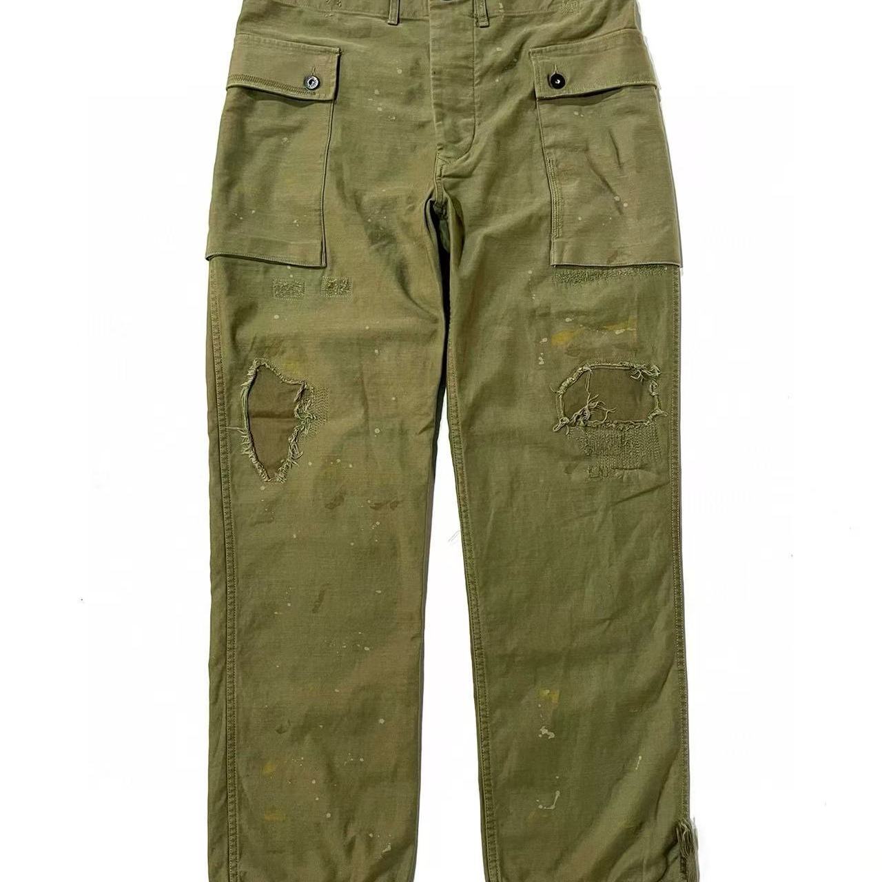 双R男复古磨破补丁二战USMC P-44 Pants阿美咔叽军裤工装裤CK0012