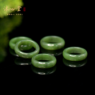 【冲量福利】俄料和田玉碧玉老料指环戒圈男女款菠菜绿戒指发一