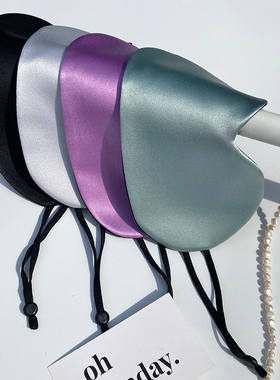 轻薄不压眼挂耳式双面真丝眼罩遮光强红色100%桑蚕丝睡眠透气简约