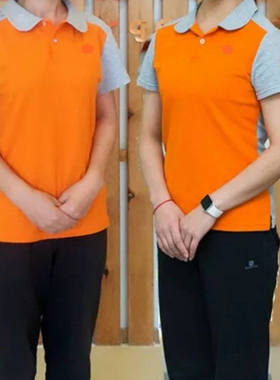 新款教师园服幼师工作服早教女老师运动服夏季橙色短袖T恤