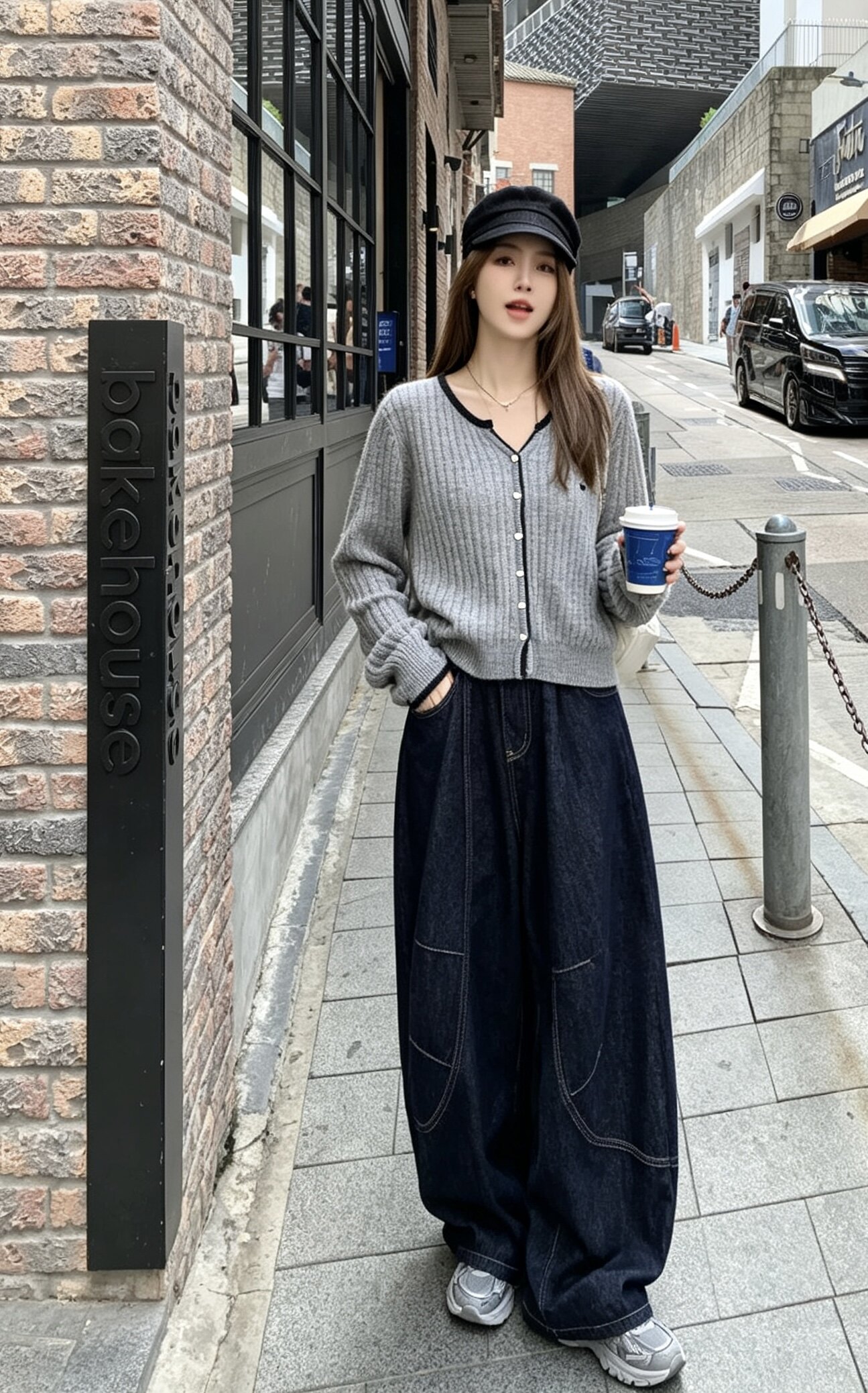 韩系坑条薄款秋季女2026新款剪刀领撞色边小南瓜刺绣针织开衫上衣