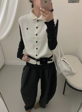 YZY 2025秋冬新款韩系简约立领针织开衫马甲女洋气减龄叠穿背心