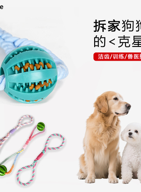 狗狗玩具耐咬解闷绳结球磨牙洁齿球金毛边牧小中大型犬磨牙漏食球