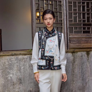 【芳草歇·马甲】苏绣新中式国风桑蚕丝刺绣马甲上衣复古洋气叠穿