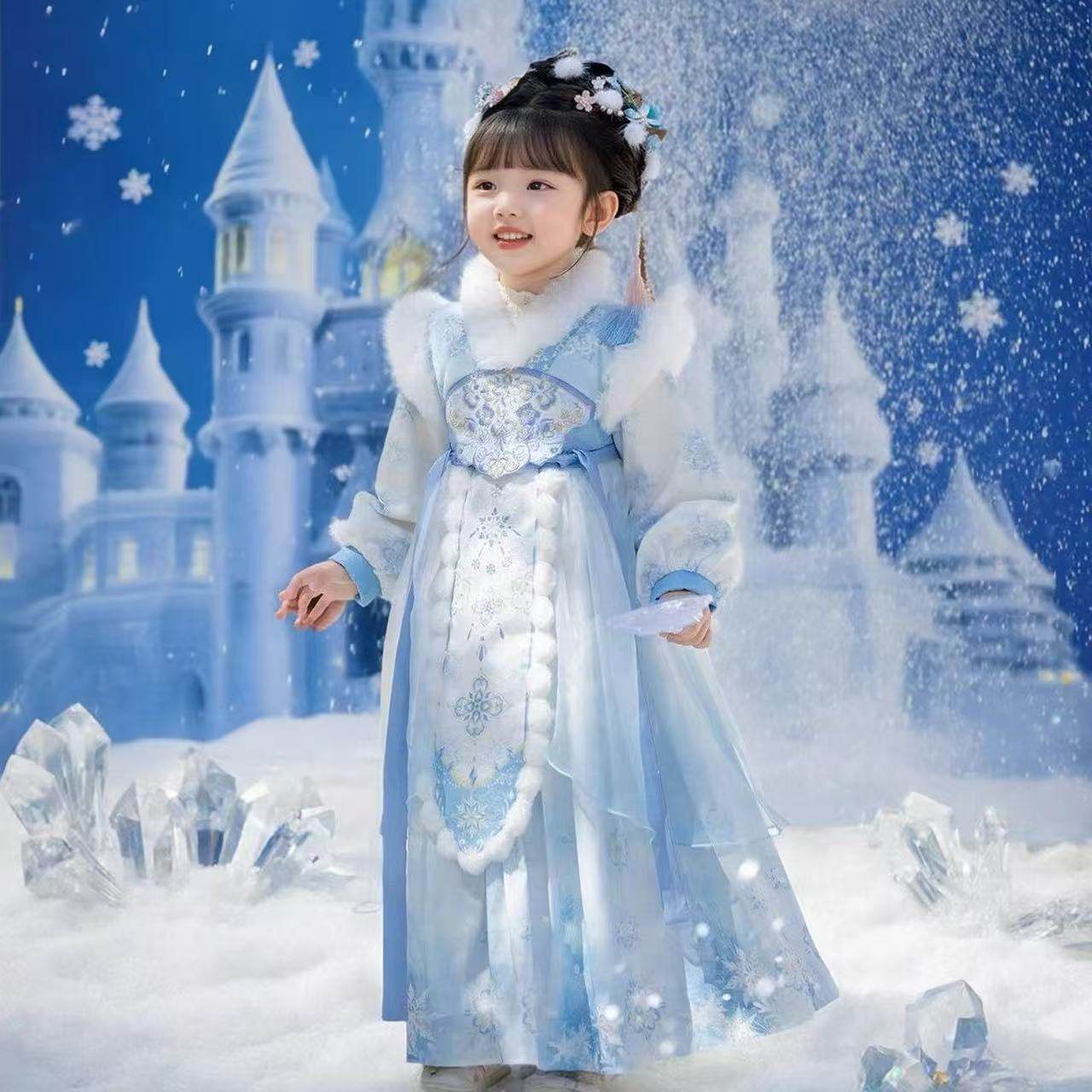 女童汉服冬季2025新款小女孩加绒