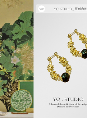 YQ.STUDIO原创显白925银针碎金子设计感不规则耳环女简约百搭耳饰