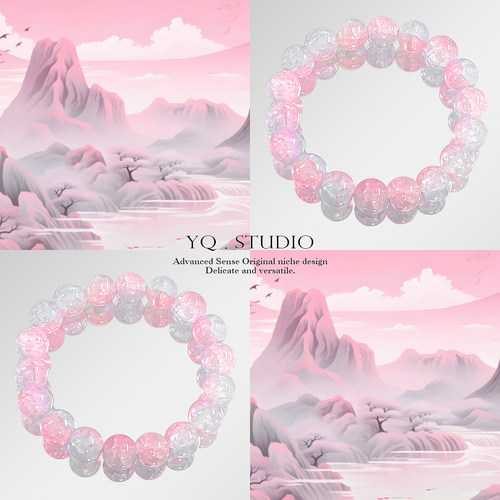 YQ.STUDIO | 【胭粉桃园】琉璃手链串珠手饰品新中式百搭手串礼物