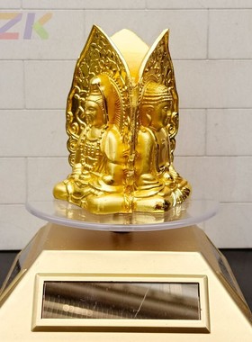太阳能底合金三面佛像汽车摆件高端厂家直销高端淘宝代发抖音代u7
