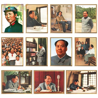 毛主席画像墙画伟人像背景墙客厅大厅壁挂像玄关铝合金框装饰挂u8