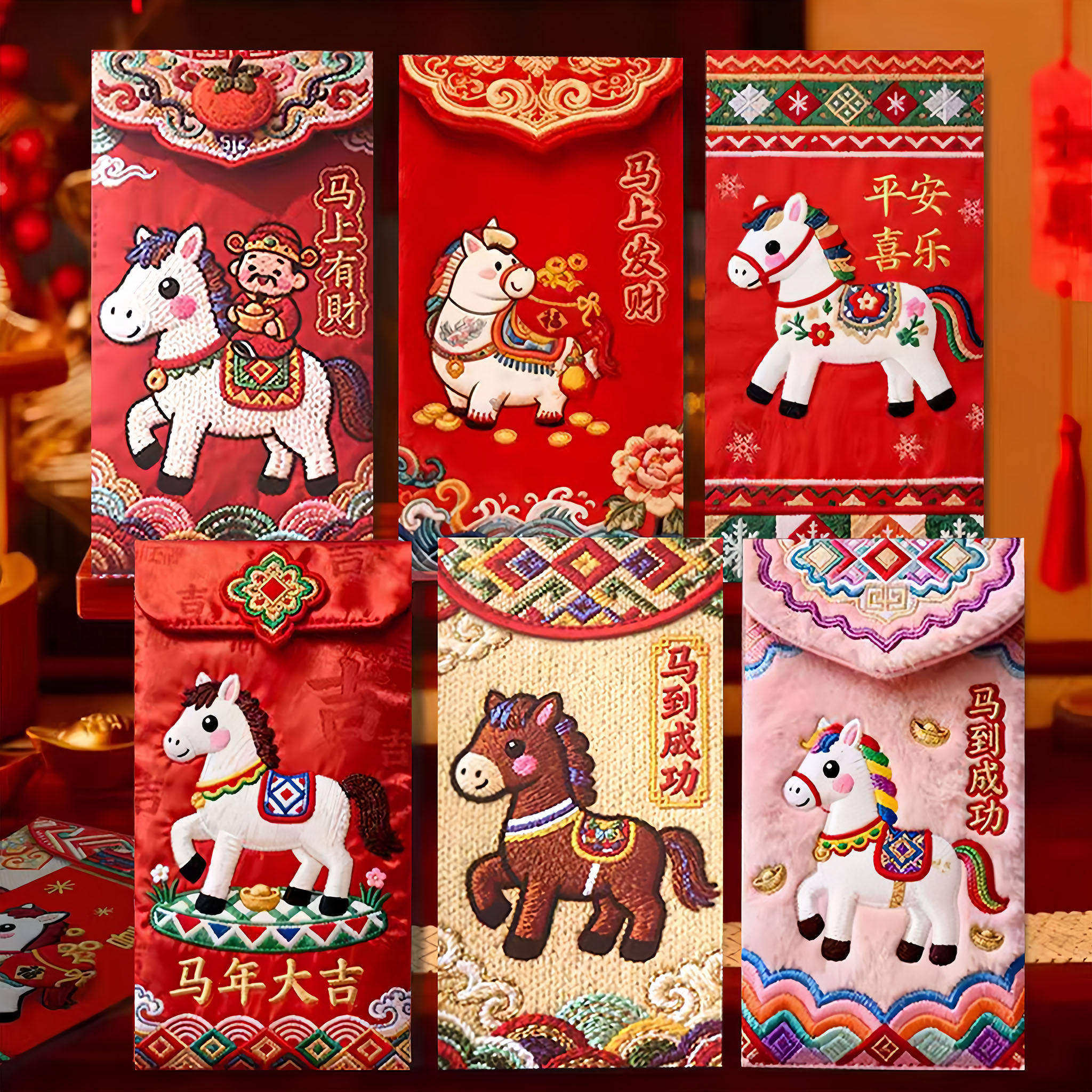 马年新年红包袋2026新款刺绣风春节过年压岁钱袋加厚款利是封红包,节庆用品/礼品,红包/利是封,淘宝优惠券,粉丝福利购,淘宝优惠卷