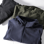 轻奢简约双面抓绒摇粒绒日单牛货春秋外贸男连帽卫衣夹克外套