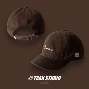 帽潮 街头短沿帽工装 美式 皮带扣短檐鸭舌帽阿美咔叽棒球帽子女夏季