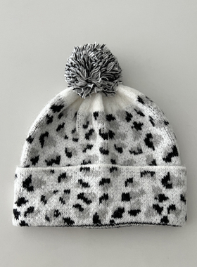 TAAK韩国IG豹纹毛线帽子女冬天日系套头帽显脸小针织帽男街头冷帽