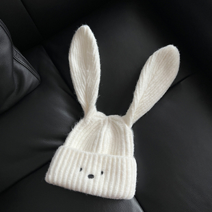 TAAK可爱小兔子毛线帽子女秋冬天保暖长耳朵显脸小套头包头针织帽