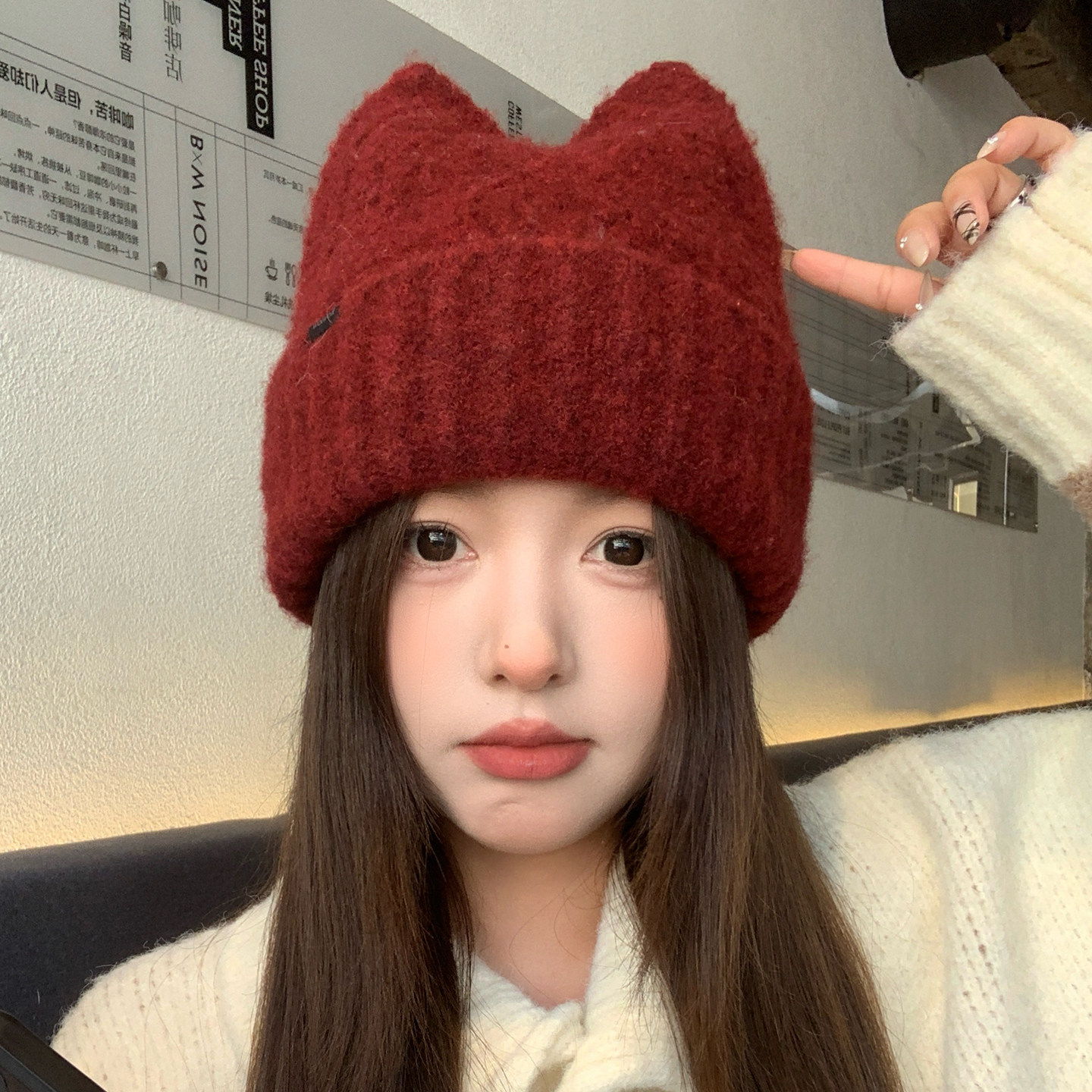 TAAK日系可爱猫耳朵毛线帽子女秋冬天韩版保暖护耳帽显脸小针织帽,服饰配件/皮带/帽子/围巾,帽子,淘宝优惠券,粉丝福利购,淘宝优惠卷