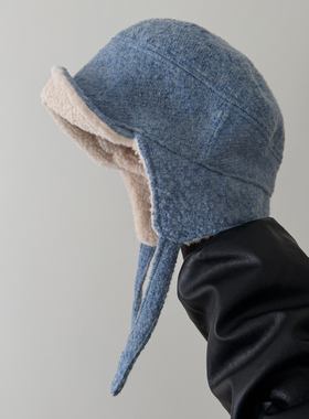 TAAK日本冰岛蓝飞行帽双面戴雷锋帽子女冬天保暖加绒护耳帽韩版潮