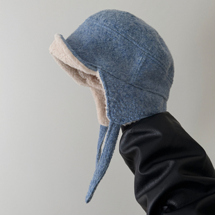 TAAK日本冰岛蓝飞行帽双面戴雷锋帽子女冬天保暖加绒护耳帽韩版潮