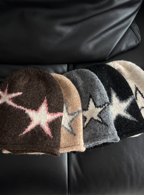 TAAK韩国ins星星堆堆套头帽子女秋冬天男冷帽大头围显脸小包头帽