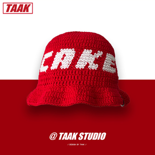 马思唯同款 潮牌街头嘻哈渔夫帽子女夏天手工字母毛线帽秋冬盆帽男