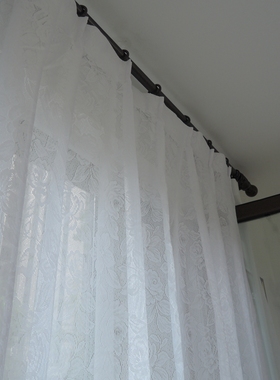 出口蕾丝花叶窗纱白色 主卧室落地纱帘 飘凸窗公主房反光抗紫外线