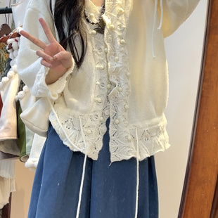 衫袂语【小球毛衣】秋季外套百搭针织开衫慵懒休闲气质复古镂空女