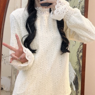 冬季 柳条 加绒打底上衣保暖蕾丝针织百搭打底温柔蕾丝 袂语 衫