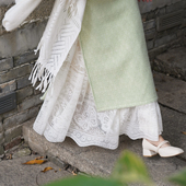 旗袍衬裙蕾丝半身裙打底米白色百搭6米大摆裙伞裙 蝴蝶 衫 袂语