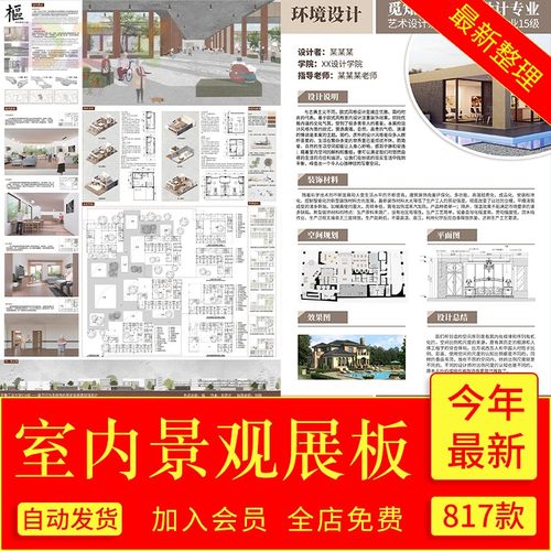 建筑室内设计环艺景观产品设计毕业生作品设计PS展板PSD排版模b6