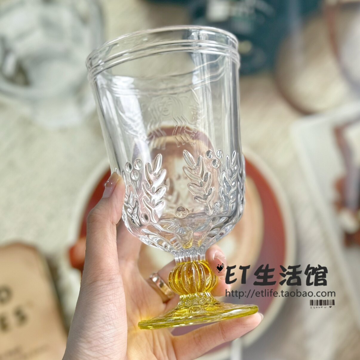 韩国星巴克杯子矮脚玻璃杯