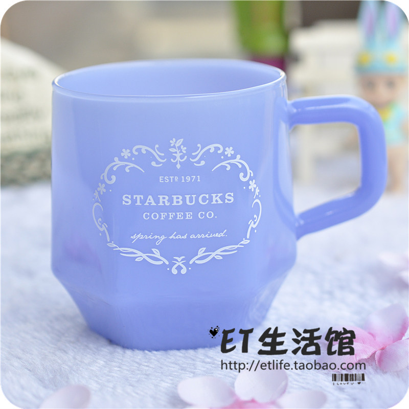 韩国蓝色花朵星巴克杯子