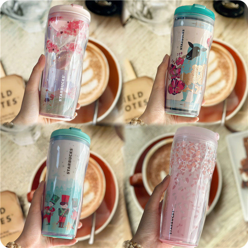 韩国星巴克杯子2026生肖羊年樱花木槿花塑料lucy随行杯 可爱 水杯