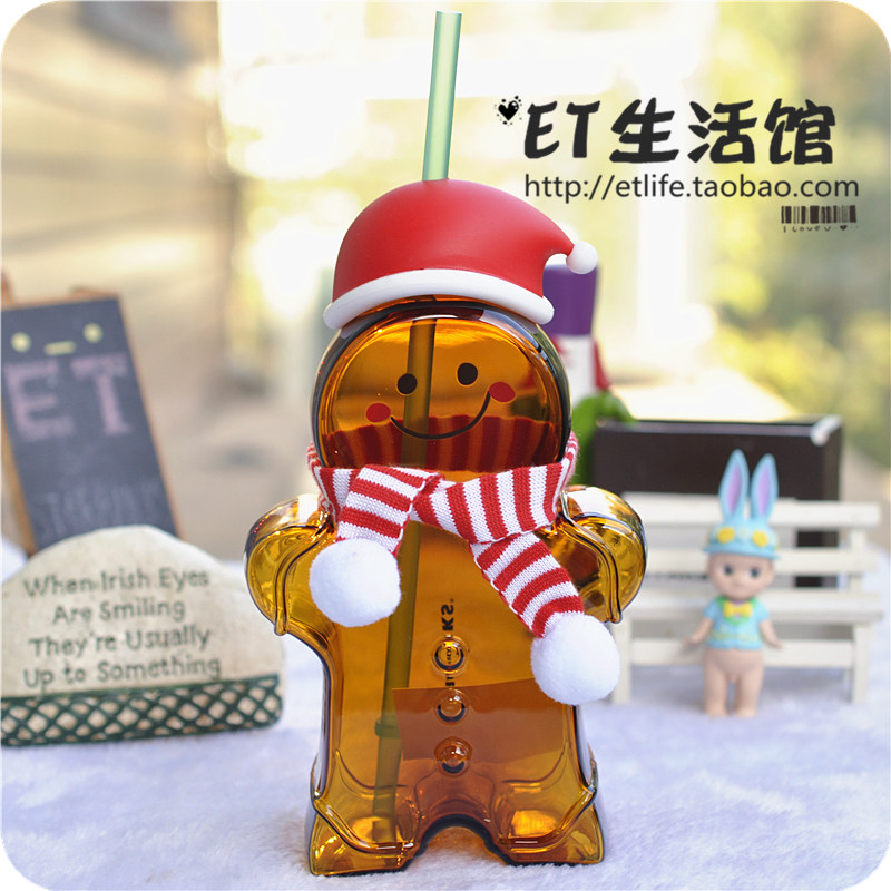 星巴克杯子2026圣诞礼物新款限量可爱姜饼人玻璃吸管杯大容量水杯