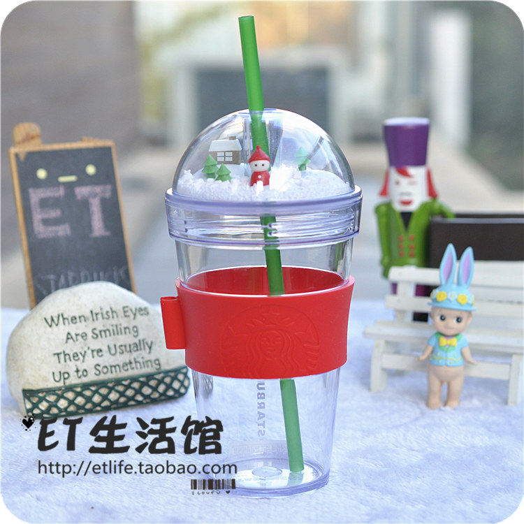 星巴克杯子 2024 韩国圣诞新款小熊拱盖吸管杯可爱女生喝水杯包邮