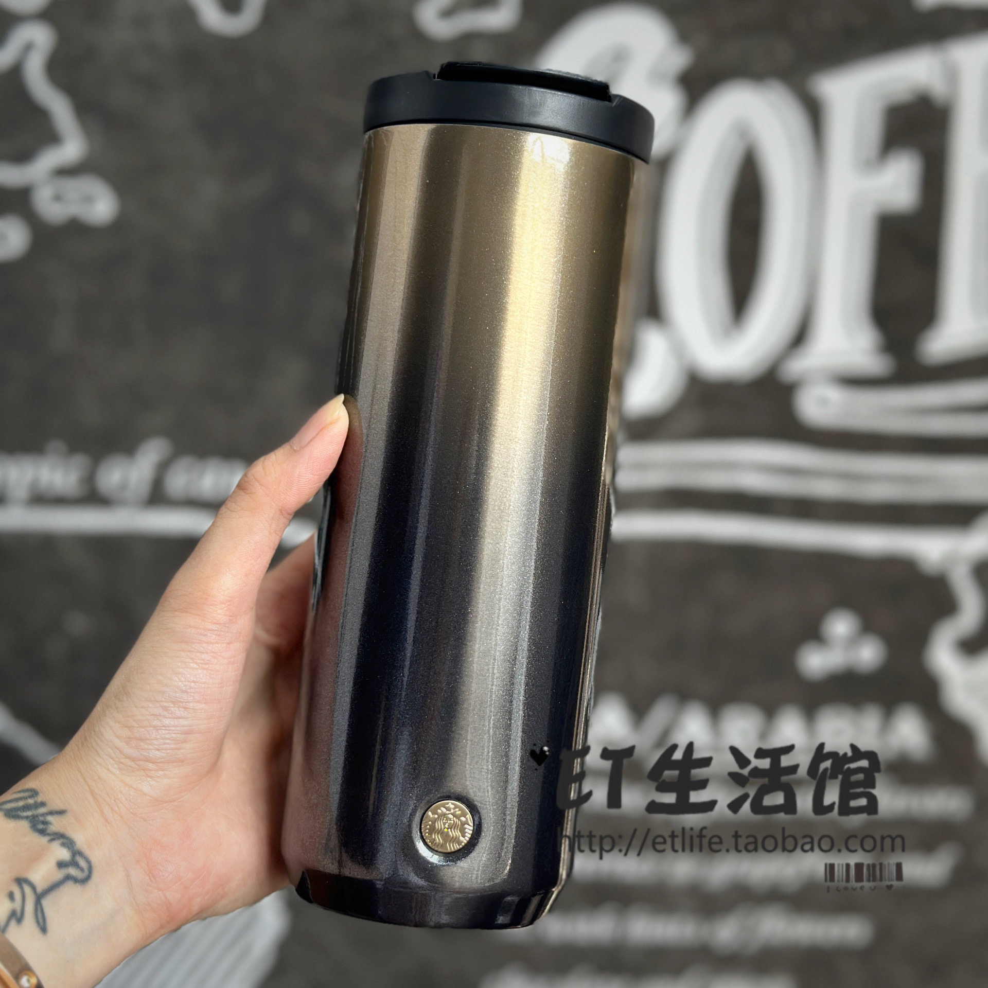 星巴克杯子 2026周年庆 限量新款美人鱼粉色樱花格纹不锈钢保温杯