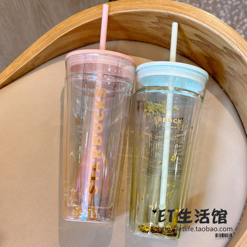 星巴克情侣玻璃吸管杯