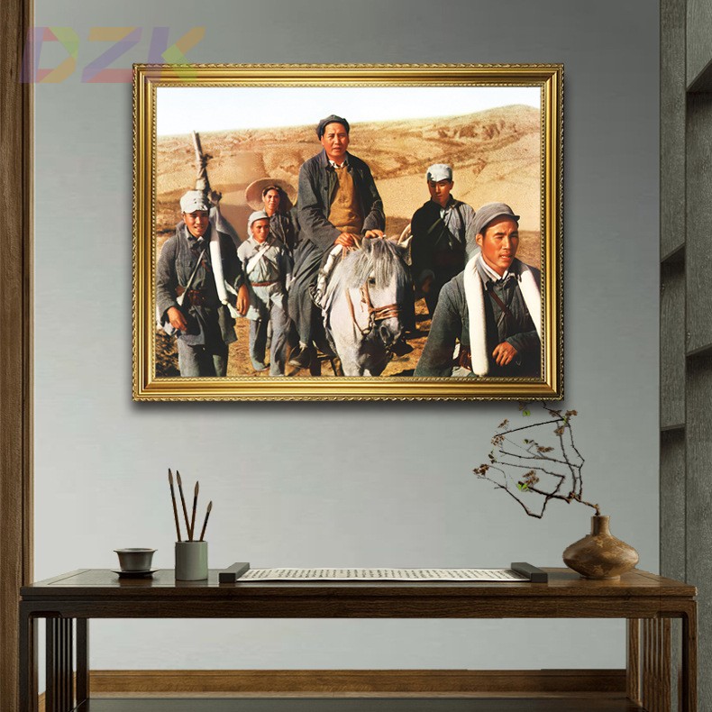 毛主席画像有框毛爷爷转战陕北途中壁挂像客厅装饰画伟人中堂挂y8